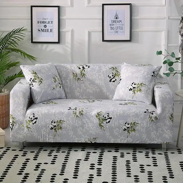 Футболки с рисунком панды; стрейч диванных чехлов 1/2/3/4 подушки дивана чехлов с лосины, с улучшенными фрикционными характеристиками протектор мебели - Цвет: Белый