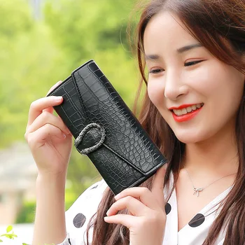 

Luxury Long Zipper Wallet Women Leather Fashion Purse Wallets For Women Metal Design Coin Purses Wallet Card Holder Soft Wallets