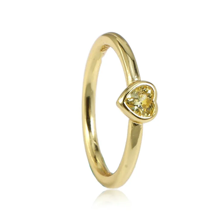 

Authentic 925 Sterling Silver Ring Female Shine Golden Daisy Heart Ring For Women Wedding Party Gift Fashion Jewelry