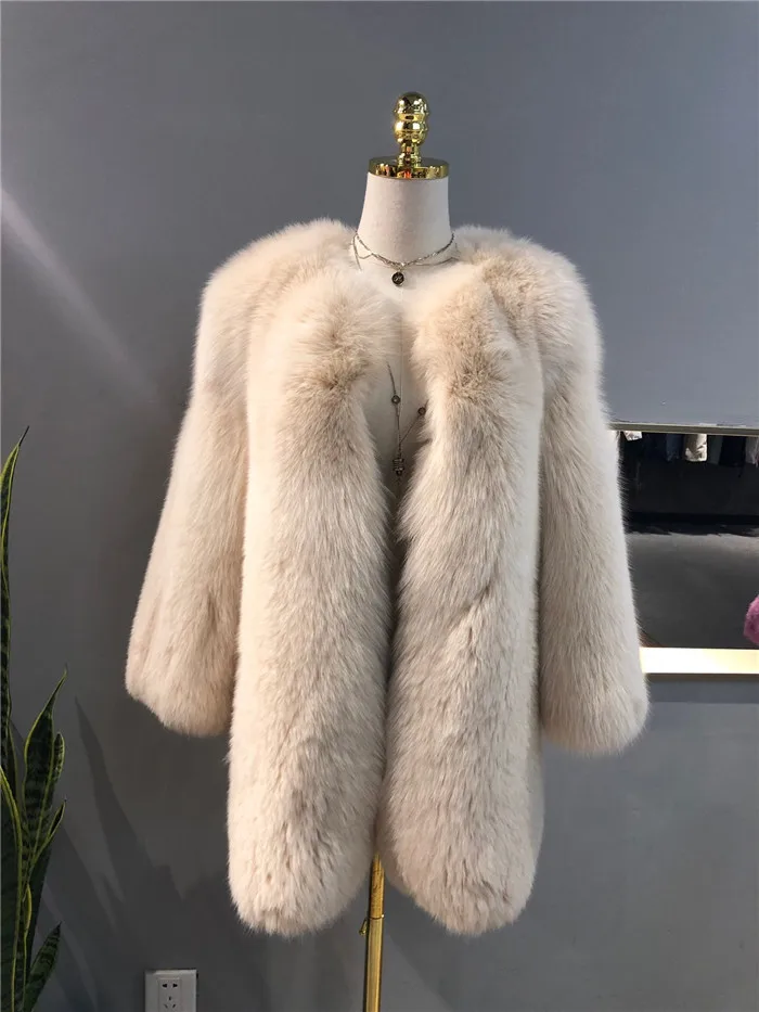 Abbigliamento donna autunno inverno длина 77 см Женская куртка из натурального меха Красной лисы зимнее плотное мягкое теплое пальто из натурального меха лисы