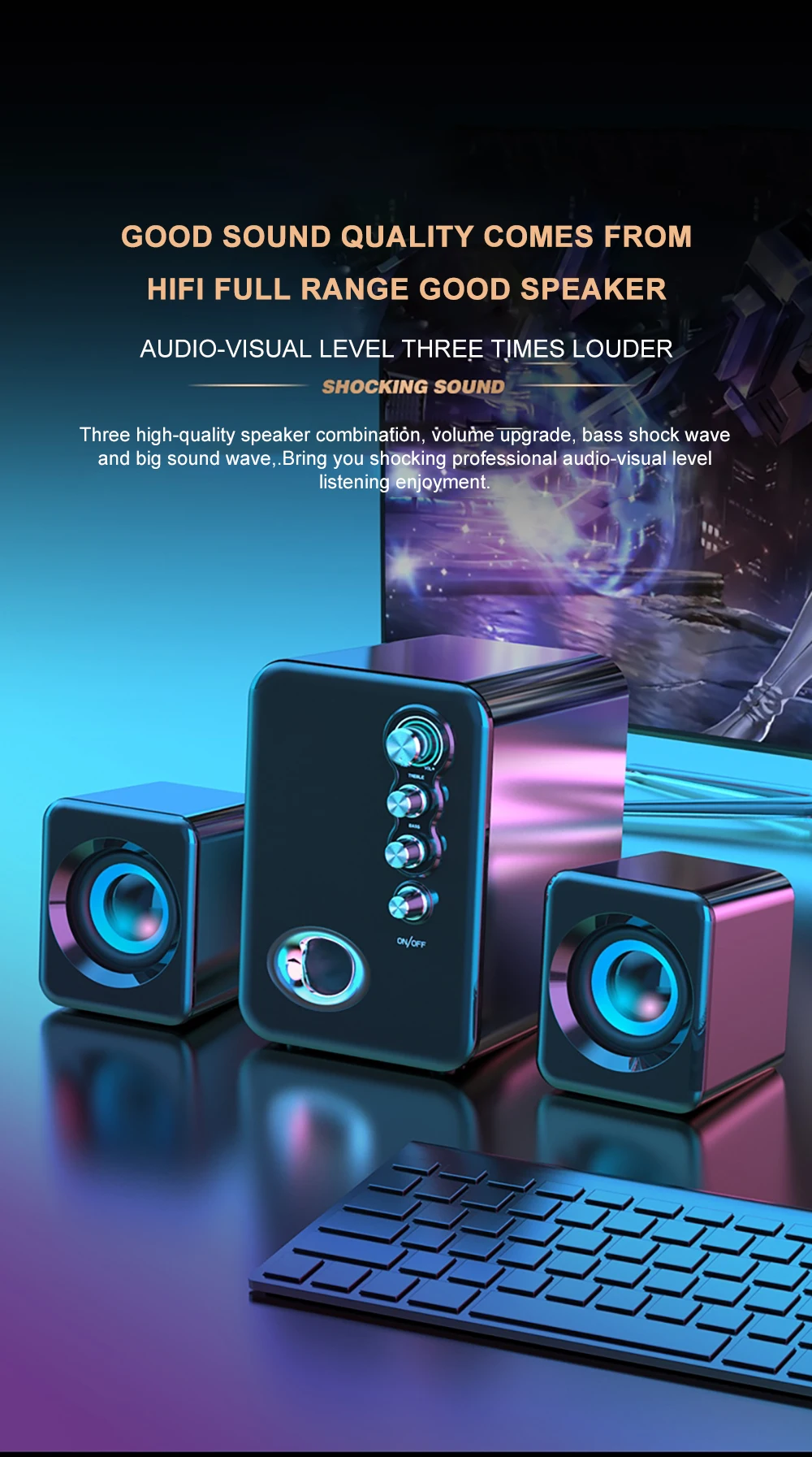 Computer Audio USB 2.1 Multimedia Bluetooth Overweight Subwoofer Desktop Home Speaker Wired Universal Audio