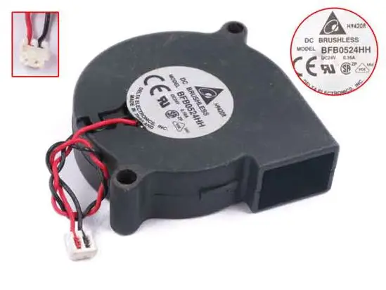 Двухпроводной Вентилятор охлаждения сервера Delta Electronics BFB0524HH DC 24 В 0 16 а 51x51x15 мм |