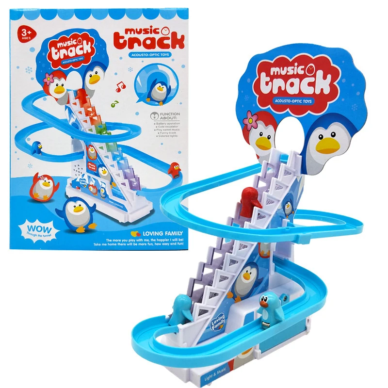 

Newly Rail Car Toy Electric Climbing Stairs Toy Doll Educational Children Toys For Chidlren Kids