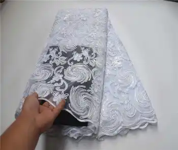 

2020 High grade Sewing Wedding dress French Net Lace With Sequins African Cord Lace Fabric High quality for Party PSA901-1