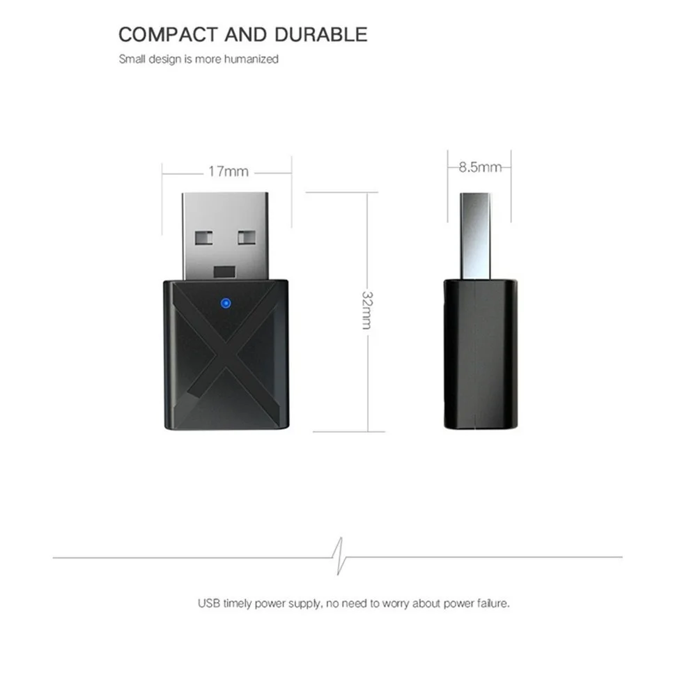 BGGQGG KN320 2 in 1 Bluetooth 5.0 Audio Receiver Transmitter 3.5mm AUX Stereo Bluetooth Adapter for TV PC Car Headset Speakers