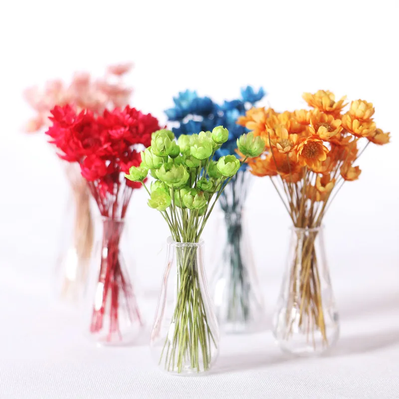 1/12 Dollhouse Decoration Accessories 5 PCS Dry Flower Glass Vase Minus Flowers for blyth barbies ob11 bjd Doll Decor |