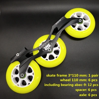 black frame n wheel Скорость коньки кадр 3x110 с колесами - Цвет: black frame n wheel