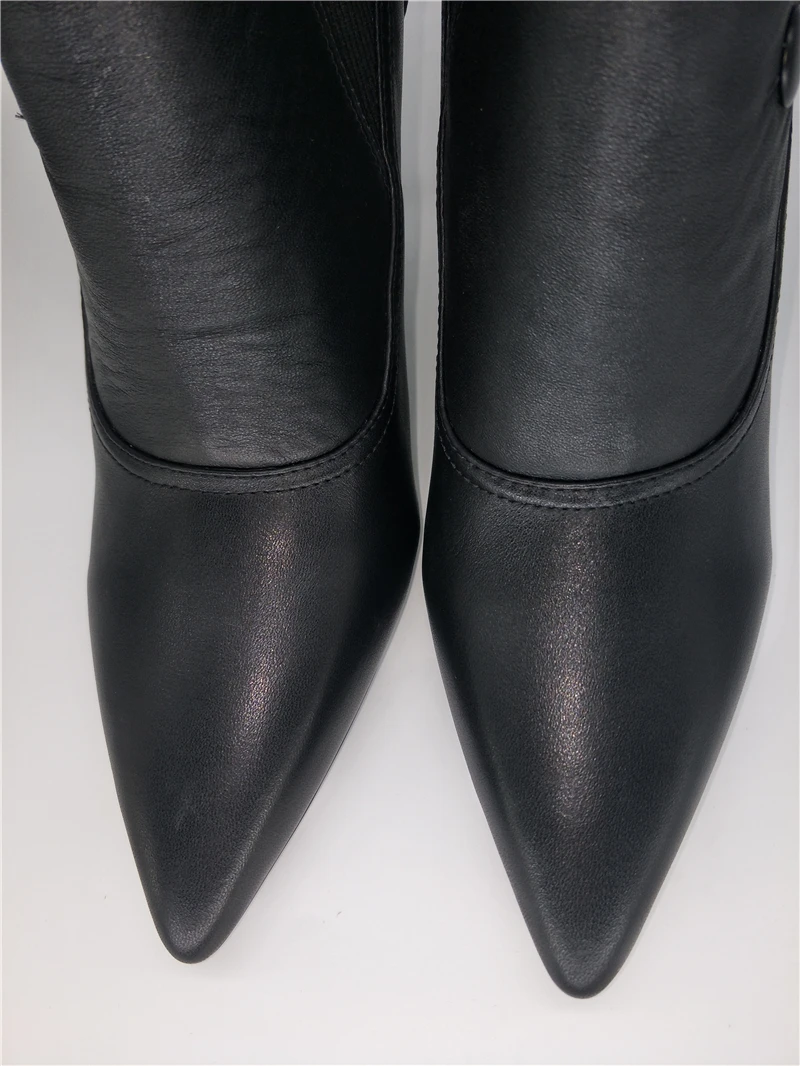 Buono Scarpe/женские ботинки средней высоты на металлическом каблуке-шпильке с острым носком; Botas Mujer; обувь для вечеринок из натуральной кожи; ботинки на молнии на каблуке