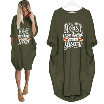 

New Arrival Christmas Letters Print T-Shirt For Women Pocket Tshirt Female T-Shirt Women Top Plus Size Graphic Tees Women