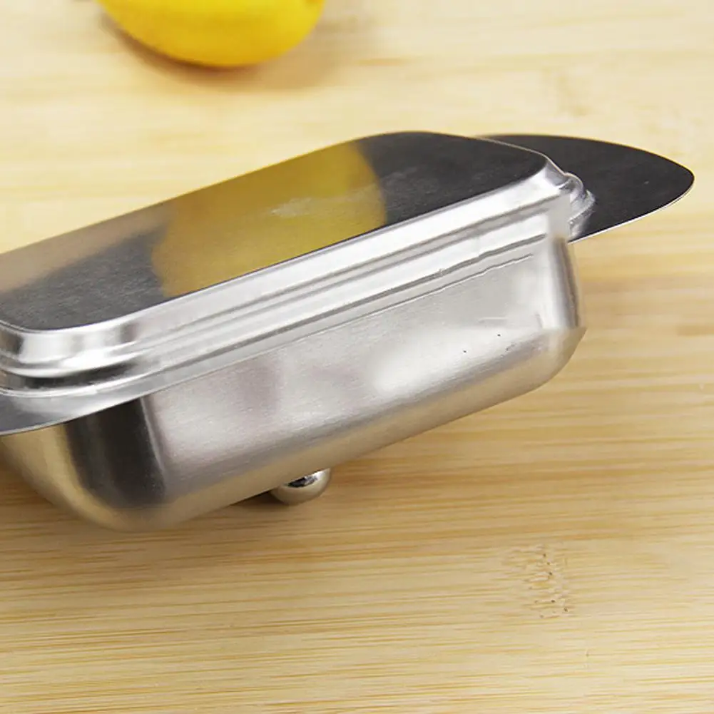 Acero inoxidable mantequilla caja contenedor queso servidor almacenamiento bandeja con tapa cocina vajilla