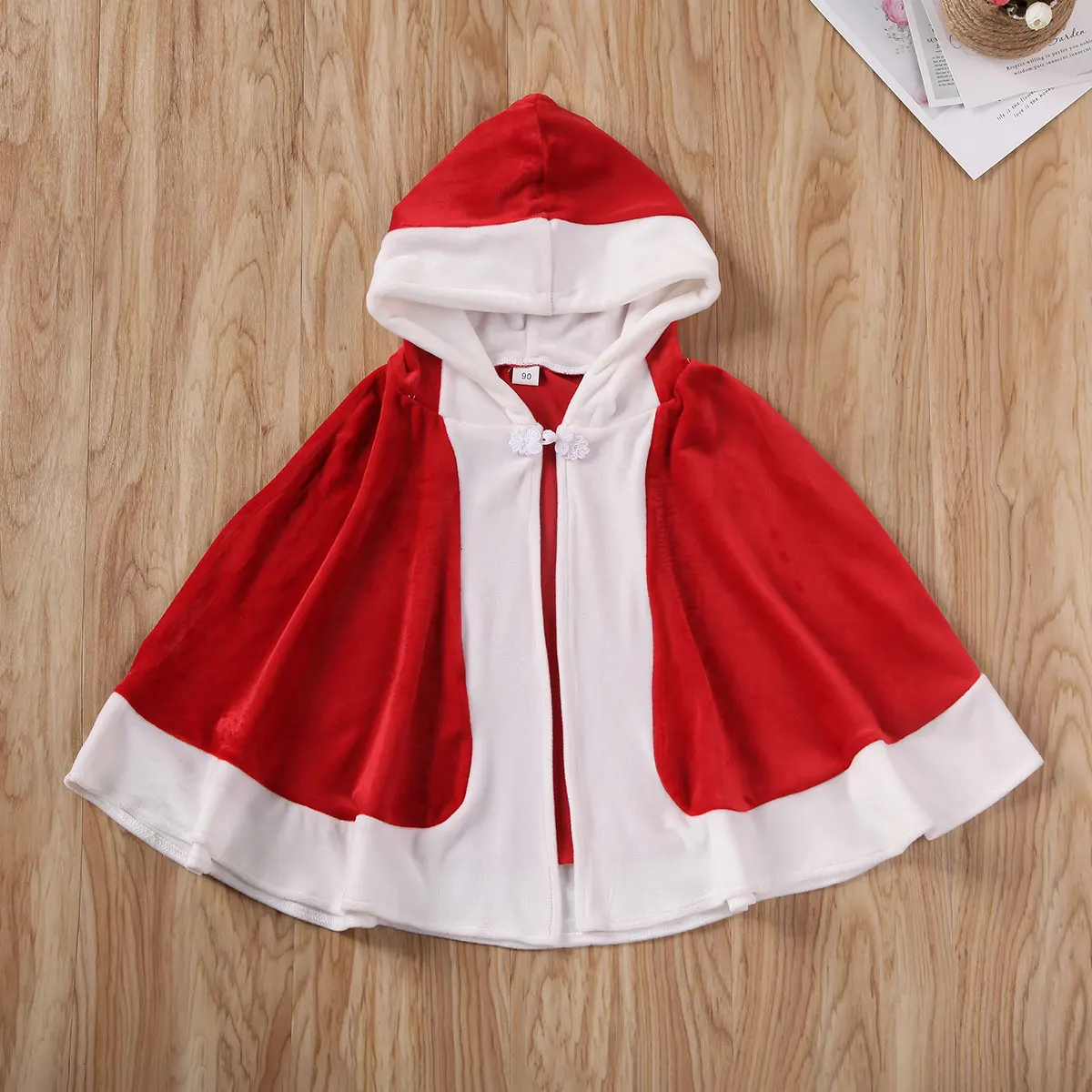 Детская Рождественская накидка красного цвета для малышей; зимняя накидка принцессы с капюшоном для маленьких девочек; красное пальто с мехом; Рождественский праздничный костюм;