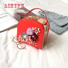 Новая модная женская сумка с металлическим зажимом маленькая квадратная вечерняя Цветочная Диагональная Сумка на плечо сумки на плечо 822