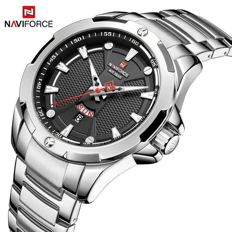 Часы наручные NAVIFORCE Мужские кварцевые брендовые Роскошные модные спортивные