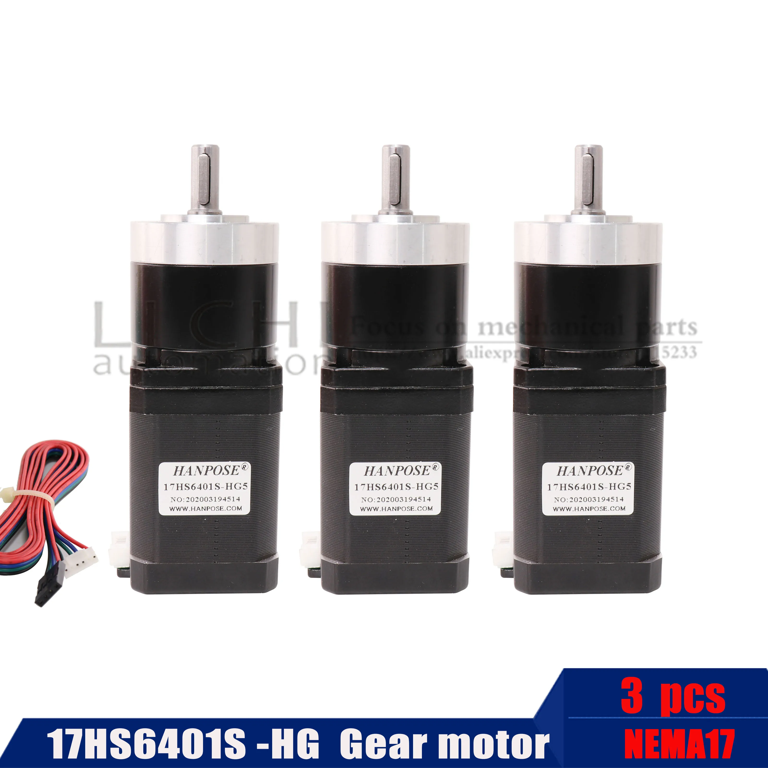 

3pcs high precision reduction motor 17hs6401s Hg 42 motor body length 60mm 1.2A planetary transmission ratio 5-110-1