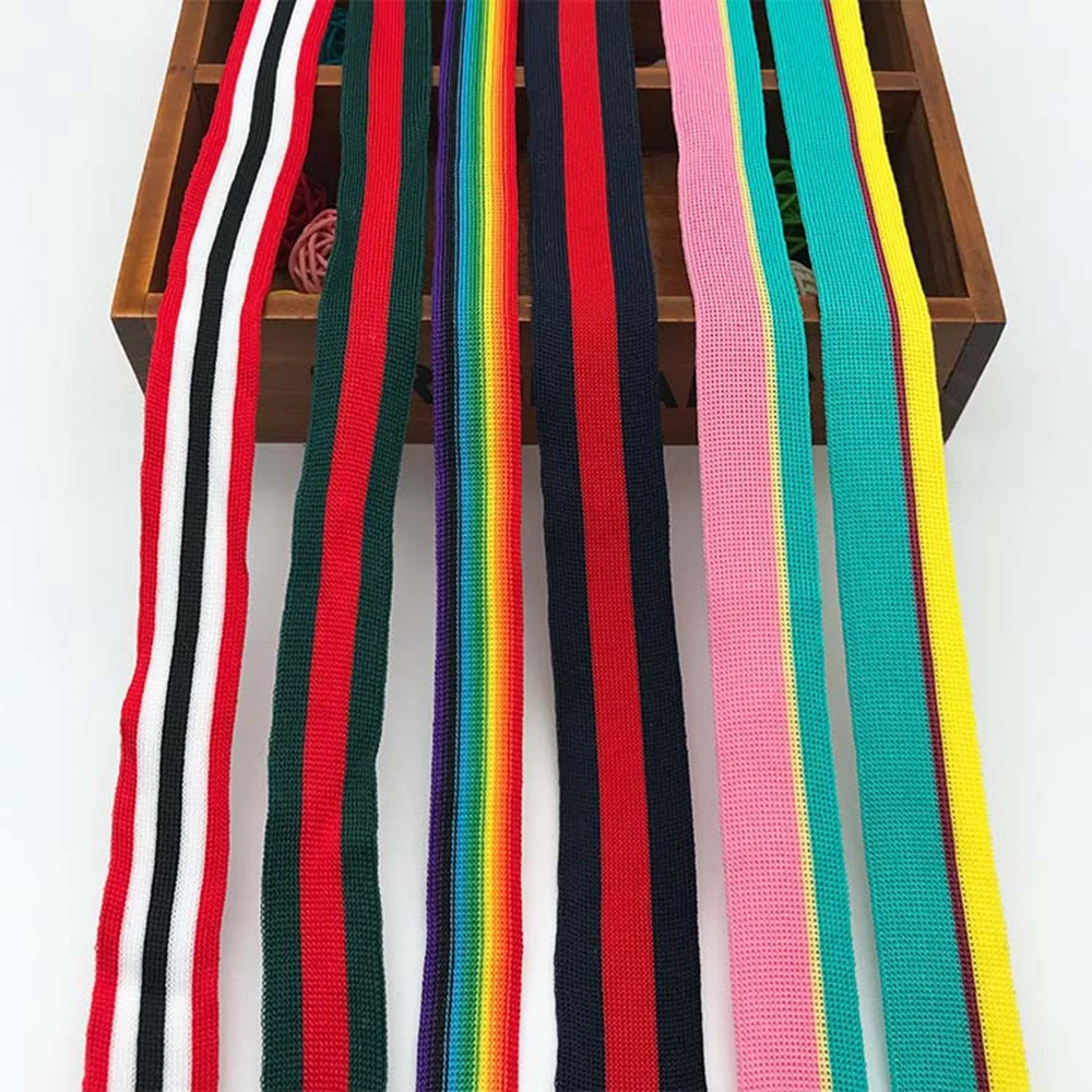 

Stripe Series Style Color Ribbons Soft Knitted Ribbon Clothing Decorative Pants Side Strip Auxiliary Material Ribbon DIY Pack