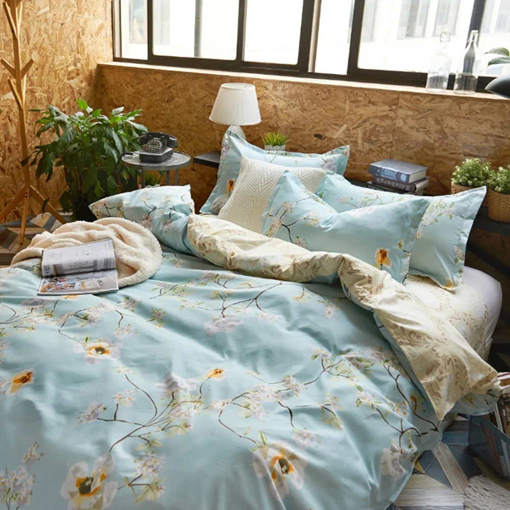 Thumпостельные принадлежности Акварельные Цветы Комплект постельного белья листья свежий художественный пододеяльник Король Королева Полный Твин одиночный уникальный дизайн постельный комплект