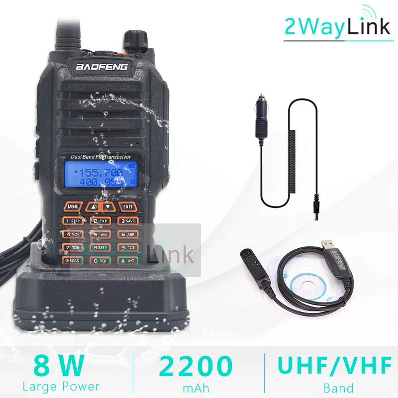 8 Вт Baofeng UV-9R IP67 водонепроницаемый двухдиапазонный 136-174/400-520 МГц Ham Радио рация 10 км UV-9R плюс UV-XR BF-A58 серии UV 9R - Цвет: 12V Charger-Cable CD