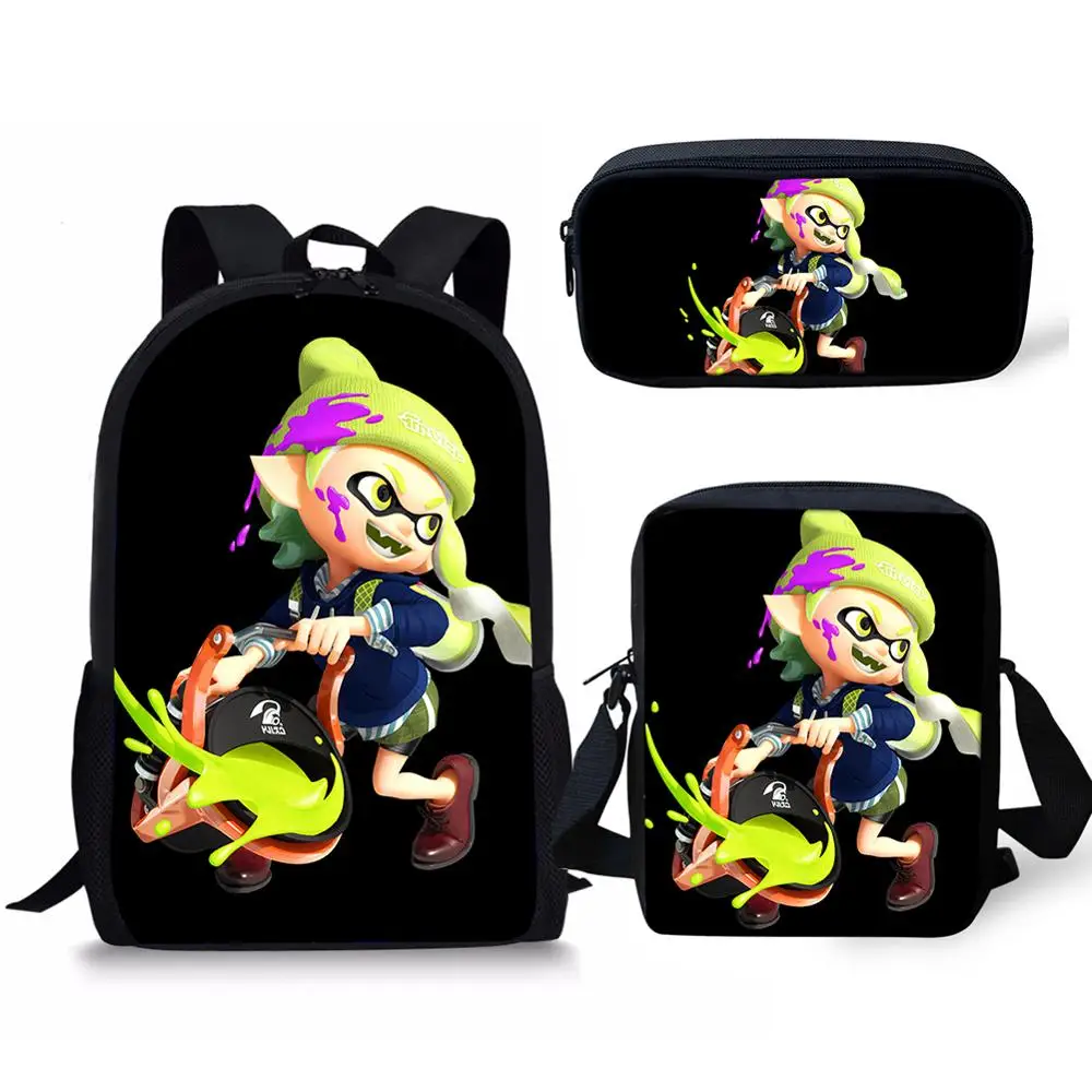 CDGX1158CEK Игра Splatoon 2 студента Школьный рюкзак, набор/комплект из 3 предметов для мальчиков и девочек с яркими рисунками из мультфильма про динозавров ортопедический рюкзак для малышей Детский блокнот портфель рюкзак - Цвет: CDGX1158CEK