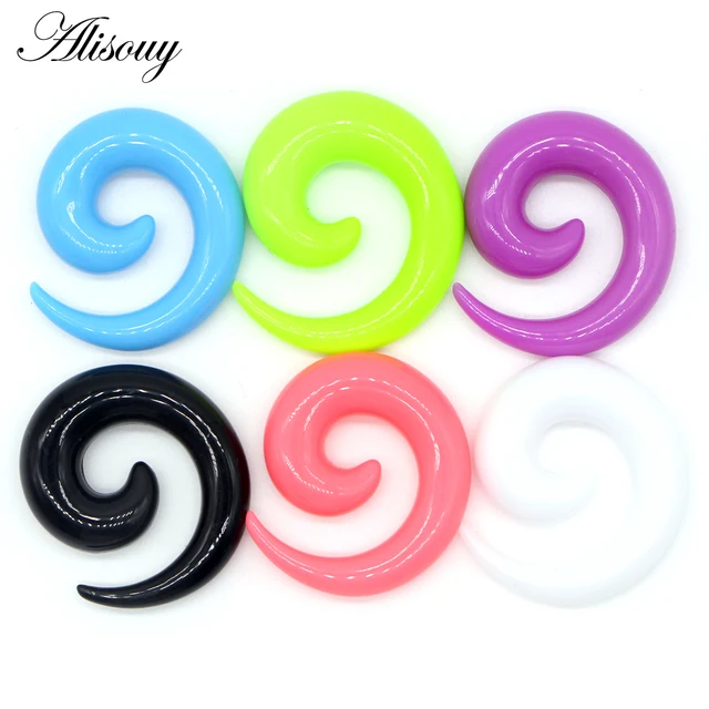 Alisouy 2pcs 1.2-20mm 아크릴 나선형 귀 게이지 가짜 귀 Tapers 스트레칭 플러그 터널 확장기 Earlobe 바디 피어싱 쥬얼리