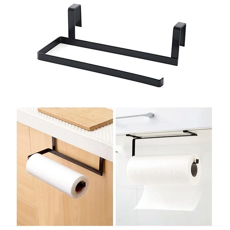 Kitchen paper towel rack hanging bathroom roll paper holder paper towel rack kitchen cabinet door hook storage organizer LB90917