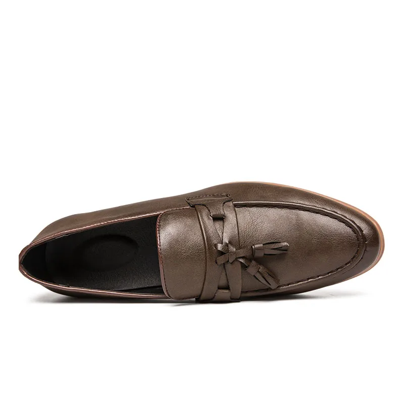 Осенние лоферы с кисточками Мужские Винтажные кожаные повседневные мужские