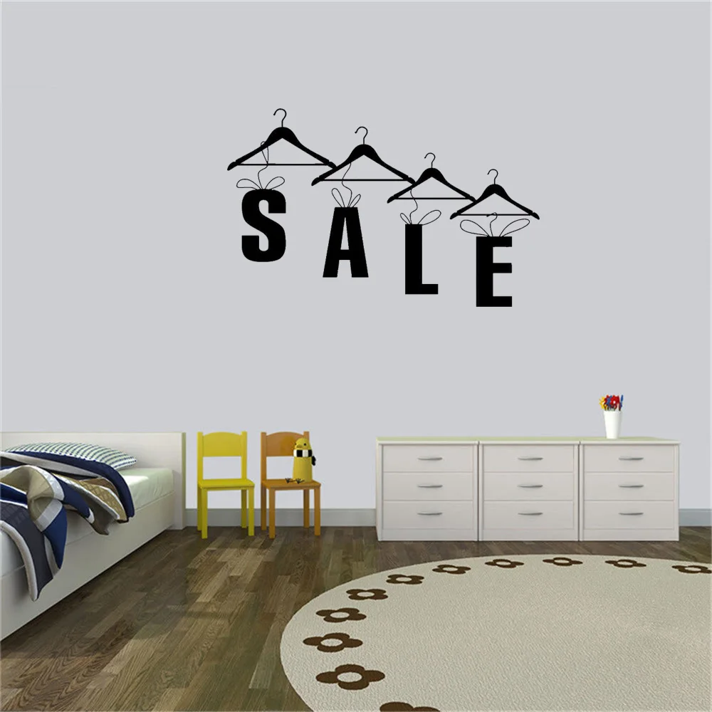 

Clothing Store Sticker Sale Quotes Hanger Wall Sticker Home Decor Removable Self adhesive Vinyl Mural Wallpaper ph787
