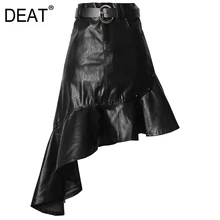 DEAT, новинка, летняя женская одежда, повседневная, комбинированная, модная, искусственная кожа, нестандартная, выше колена, Мини-Юбка Для Женщин, Vestido ZA022401