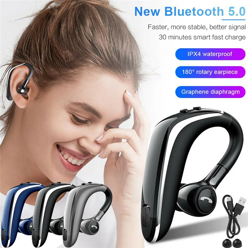 Fast Charge In ear Bluetooth Earpiece Business Driving Wireless Headset Sports Sweat proof 5 0 Earphone Long Standby For Phone