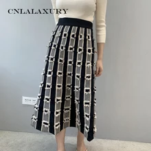 Юбки Женские зимние корейский стиль Винтаж в полоску со складками с кисточками Высокая Талия трикотажная длинная юбка с бахромой и юбка с открытым бедром