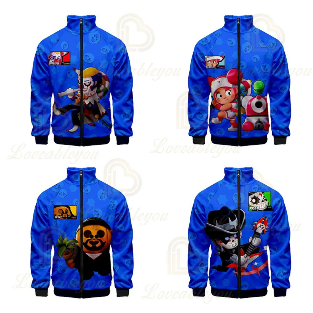 

Mens Jacket Men Zipper Streetwear Stand Collar Shooting Game Fashion 3D Print Clothes Hip Hop Casual Cosplay Costume