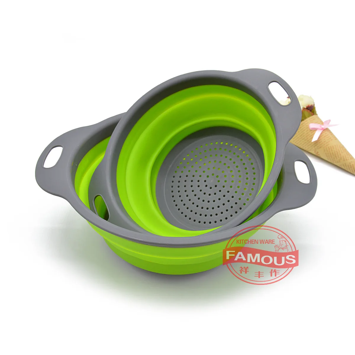 

Creative Folding Filter Water Blue Drain Basket Extendable Fruit Basket Washing Vegetable Basket zhe die wan Set