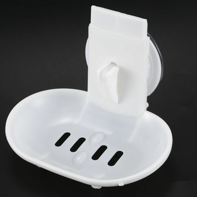 HOT-Double Soap Dish Strong Suction Soap Holder Cup Tray for Shower Bathroom(White