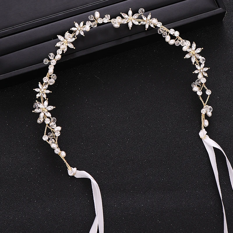 New Wedding Hair Accessories Handmade Flower Rhinestone Crystal Headband Bridal Tiara Queen Party Prom Tiara Jewelry Accessories