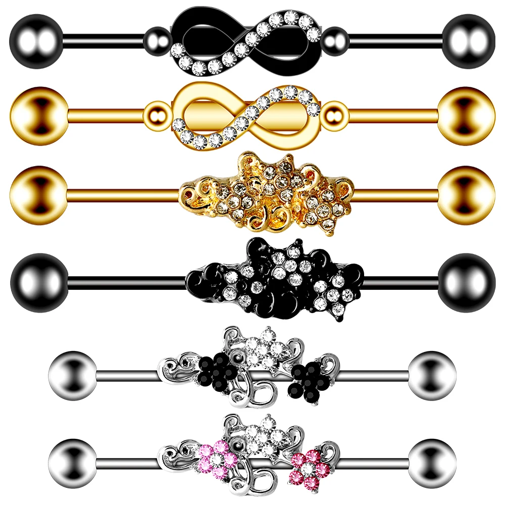 Piercing Jewelry Surgical Steel Steel Industrial Piercing Barbell heart Ear Cartilage Earring Tragus Pircing Ear Bar Women Men Punk Body Jewelry