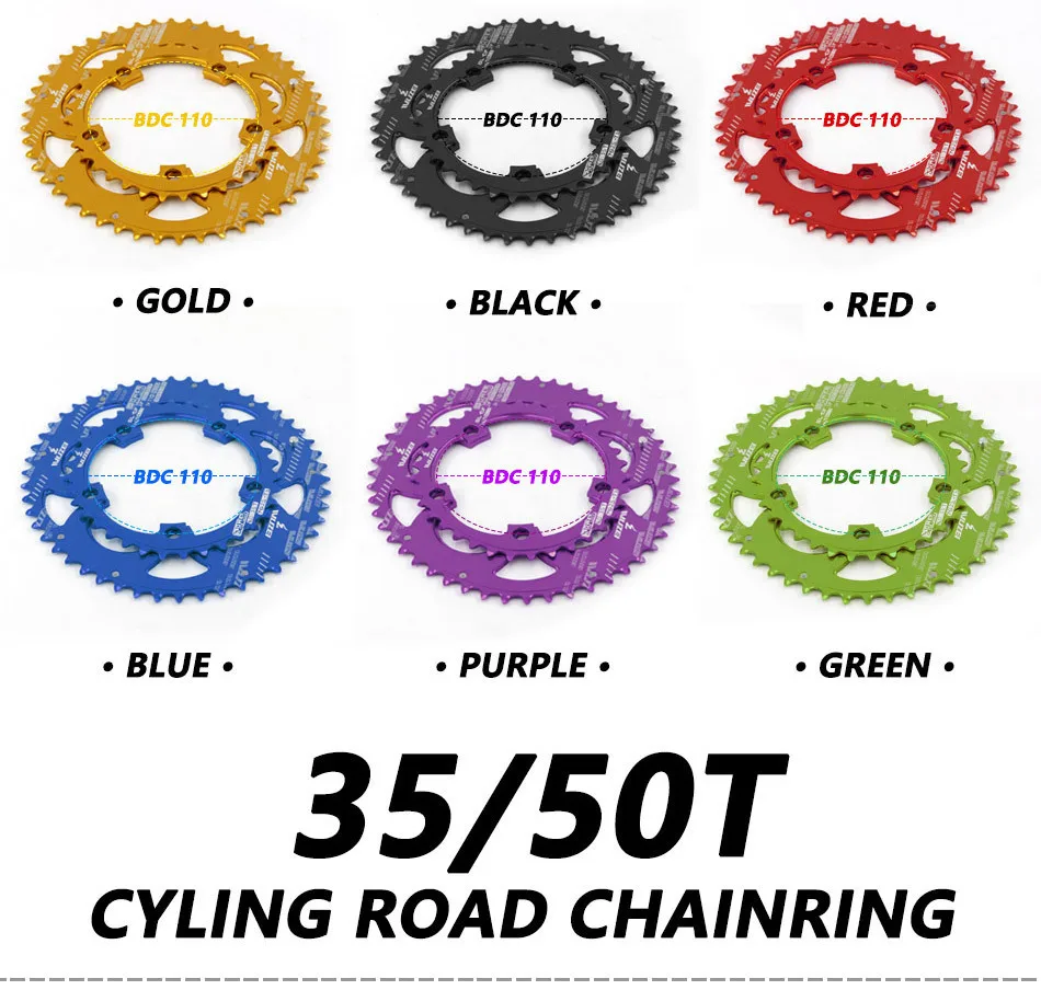 Wuzei Road Bicylcle 110BCD 35/50T Овальный Звездочка комплект велосипед 7075-T6 сплав Сверхлегкий эллипс восхождение Мощность передняя Звездочка пластина