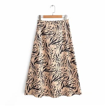 

2020 Fashion Animal Print Midi Skirt Women A Line Vintage Party Skirts High Waist Casual Beach Bottoms Skirt Jupe Femme