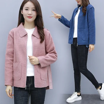 

2019 Fashion Loose Brief Jackets Casual Zip Korean Women Clothes 2019 Pocket Plus Size Vintage Turn-down Collar Long Coat