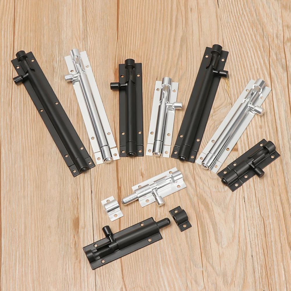 2/3/4/5/6/8 inch Aluminum Alloy Door Latch Hardware Black Silver Sliding Barrel Bolt for Gate Safety Door Bolt Latch Lock door latch
