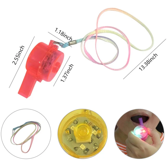 Glow Whistles Bulk Party Supplies LED Light Up Whistle with Lanyard Necklace Glow in The Dark Fun Party Favors for Kids Adults 6