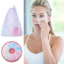 16 шт. моющиеся подушечки для снятия макияжа многоразовые хлопковые бамбуковое волокно, для лица Очищение кожи Полотенца буфами на рукавах тканевые салфетки для ухода за лицом