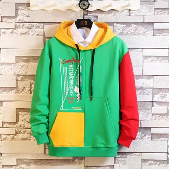 

Men Woman Patchwork Casual Sweatshirts new arrival spring Korean Clothes Warm Streetwear Hoodies