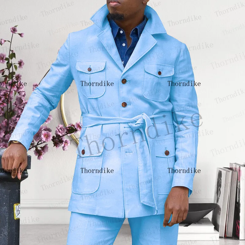 Thorndike Wedding Tuxedos For Groomsmen 2 Piece Slim Men Suits Set Made Jacket With Pants Best Man Costume Homme