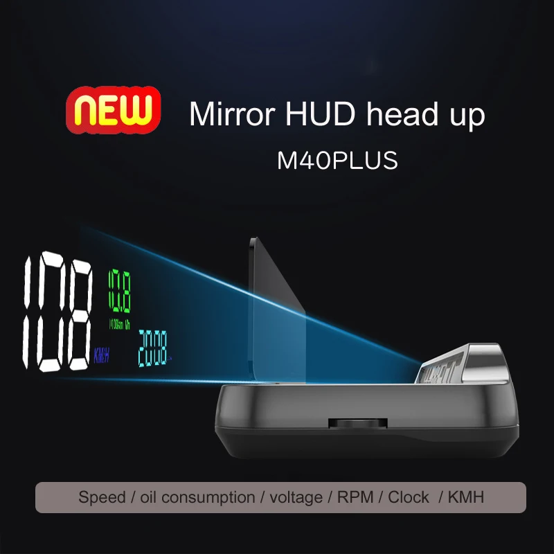 Newest HUD M40plus OBD2 guage Winshield Speedometer RPM Speed Projector Oil consumption  Car accossorriess