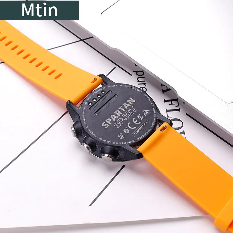Silicone strap men's pin buckle watch accessory For Suunto 9 outdoor sports waterproof rubber wristband 24mm ladies watchbands