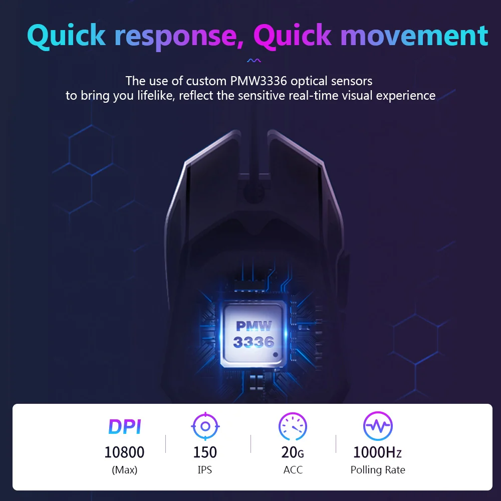 Игровая мышь DAREU EM915 RGB PMW3336 10800 DPI 50 миллионов life 7 кнопок мыши с кнопками KBS