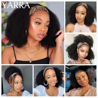 YARRA – perruque brésilienne Remy 100% naturelle, cheveux crépus bouclés, bandeau, densité 180%, entièrement faite à la Machine, pour femmes noires 5