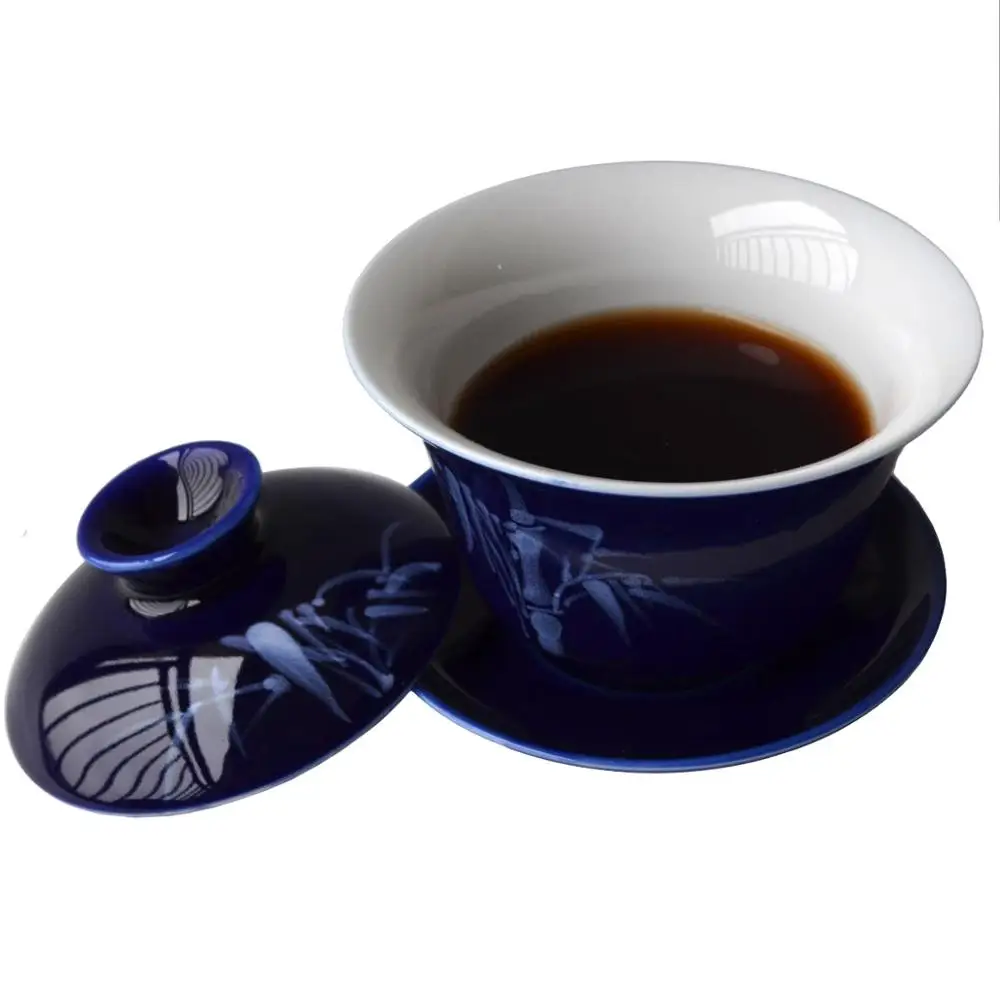 Чайные чашки Gaiwan 200 мл синие и белые фарфоровые Цзиндэчжэнь традиционный