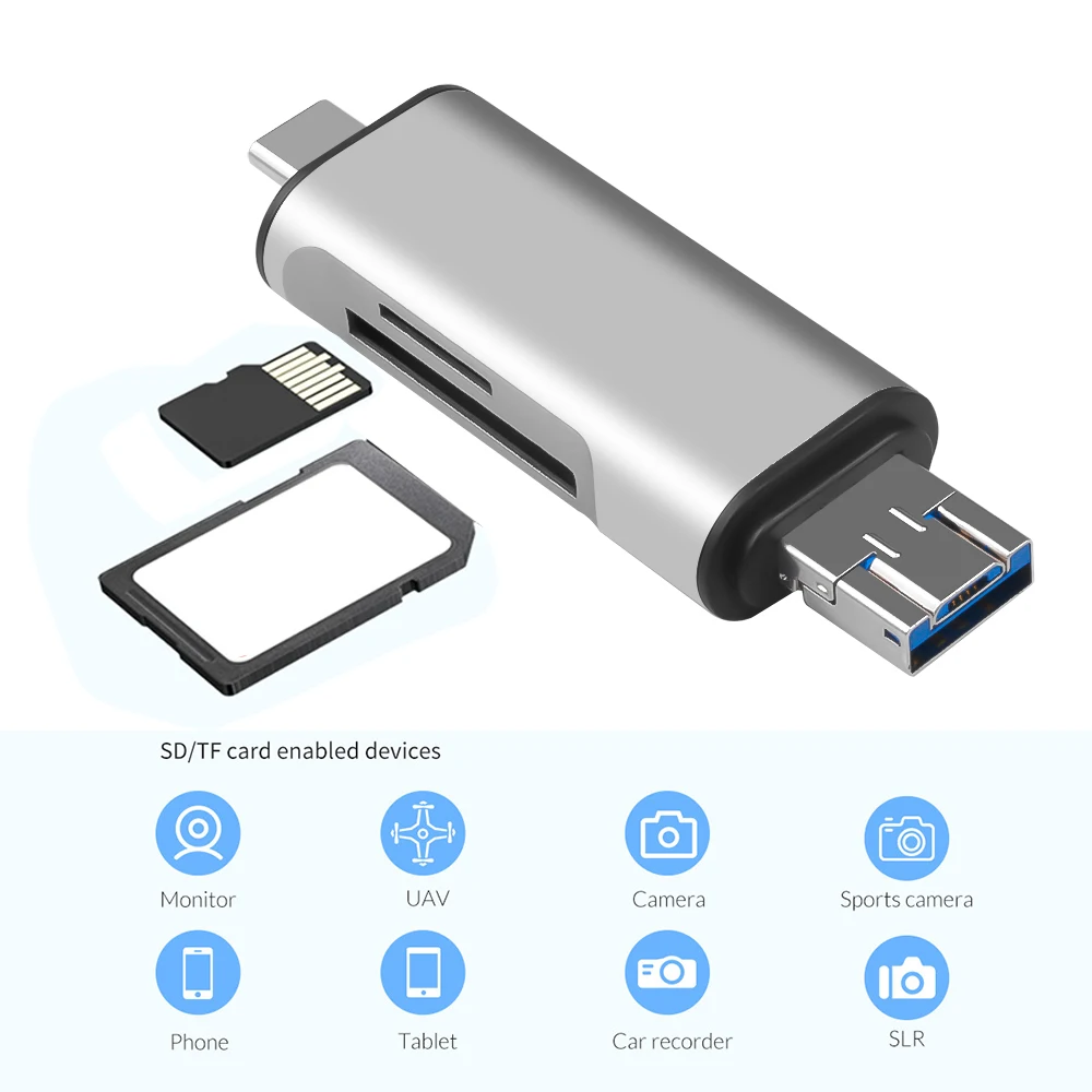 Kebidu Тип C OTG кард-ридер с USB интерфейсом для ПК USB 3,0 чтения TF карт памяти адаптер Компьютерные принадлежности