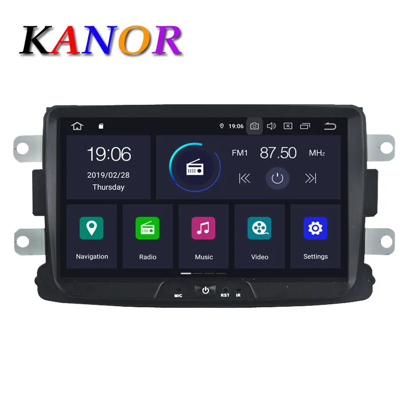 Best KANOR Car GPS Android 9.0 Auto Radio For Renault Duster Logan Sandero Dacia With Navigation Multimedia Stereo Bluetooth WIFI 0