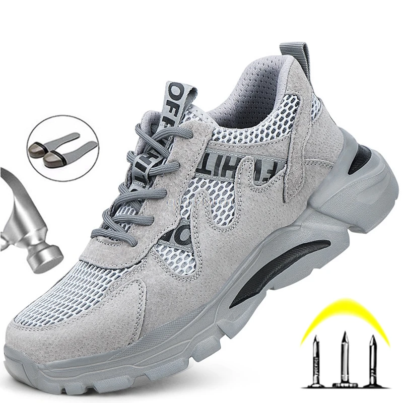 Zapatos de seguridad antiperforación para hombre, zapatillas de trabajo antigolpes, cómodas, ligeras, con punta de acero